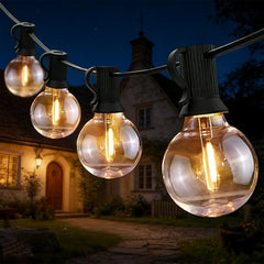 Cadena de luces solares G40 LED regulable IP45 para jardín exterior