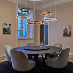 Lámpara Colgante Moderna LED de Forma Anular Regulable para Comedor