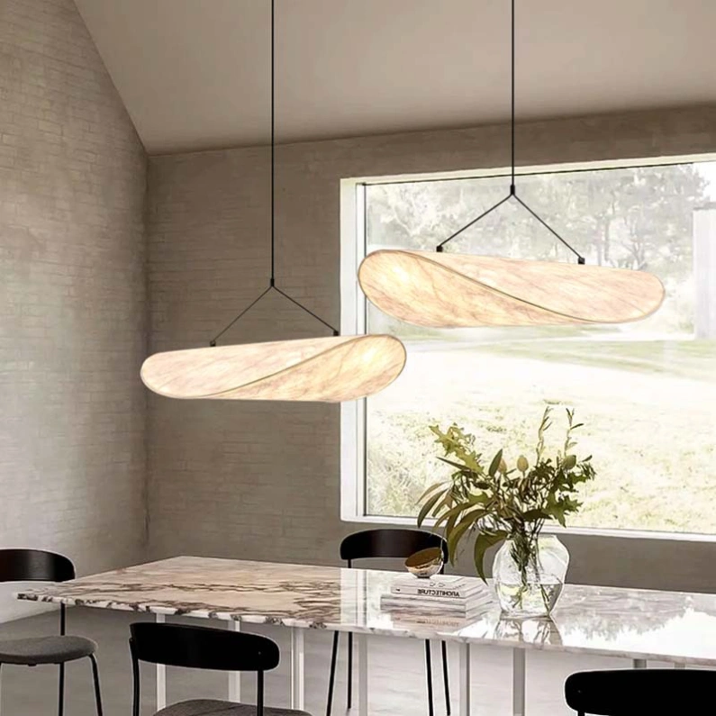 Lampara Colgante Seda LED Estilo Wabi Sabi para Comedor