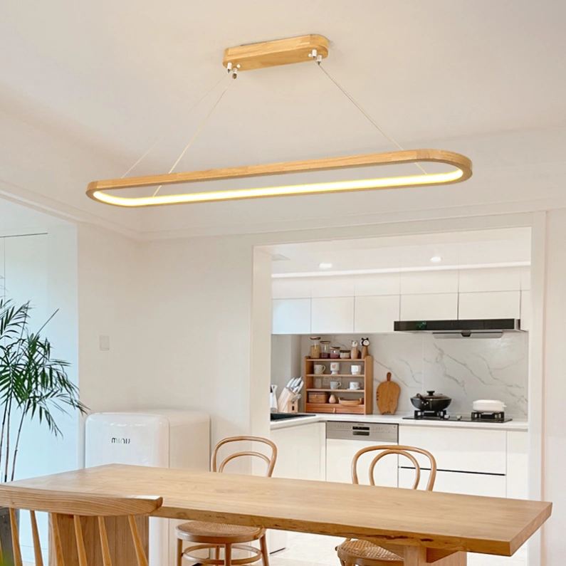 Lámpara Colgante LED de Madera Nórdica para Comedor