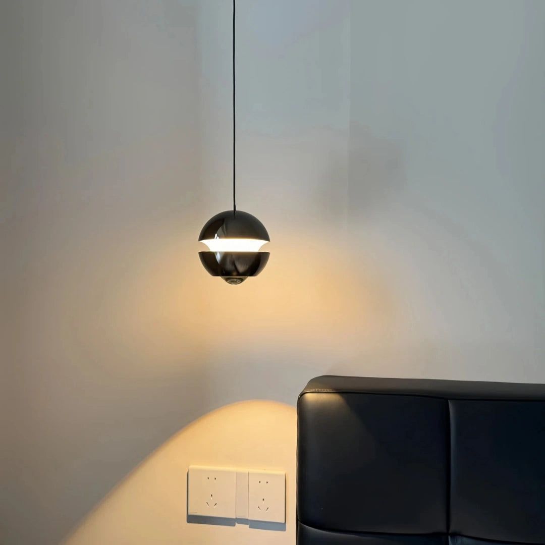 Lámpara colgante globo LED regulable de metal para mesita de noche