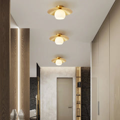 Lampara de Techo LED Nordic de Latón y Vidrio para Pasillos, Ø 33 cm