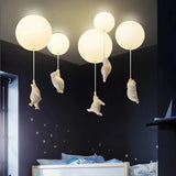 Plafón infantil de techo moderno blanco con LED oso y globo para dormitorio