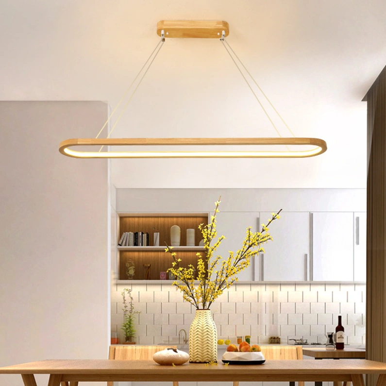 Lámpara Colgante LED de Madera Nórdica para Comedor