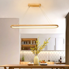 Lámpara Colgante LED de Madera Nórdica para Comedor