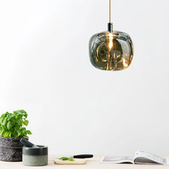 Lámpara colgante moderna de cristal con LED en forma de manzana para comedor