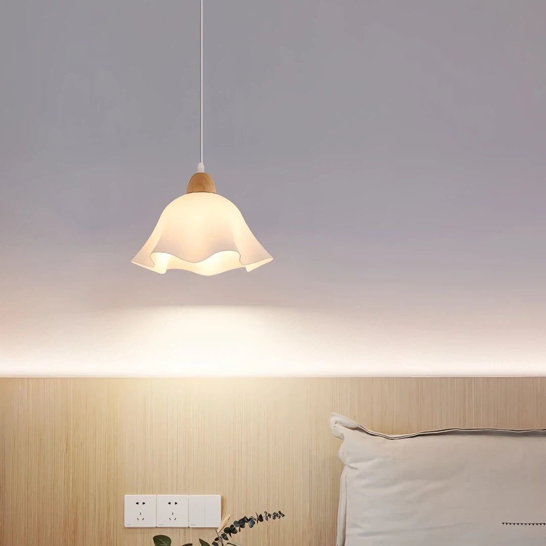 Lámpara colgante diseño floral nórdico LED regulable blanca para comedor