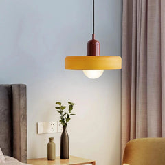 Lámpara Colgante Moderna de Vidrio Bicolor con Tres Colores Regulables para Mesita de Noche