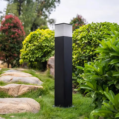 Baliza de jardín moderna de metal negra IP65 diseño rectangular