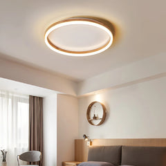 Lámpara de techo redonda de madera LED regulable para dormitorio nórdico