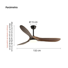 Ventilador de Techo Madera con Luz Vintage 132 cm para Salón