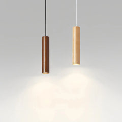 Lámpara colgante de madera nórdica cilíndrica LED para comedor
