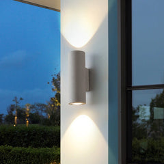 Aplique de pared exterior bidireccional cilíndrico de cemento moderno IP65