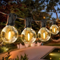 Cadena de luces solares G40 LED regulable IP45 para jardín exterior
