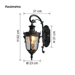 Aplique de Pared Exterior Vintage Farol Negro