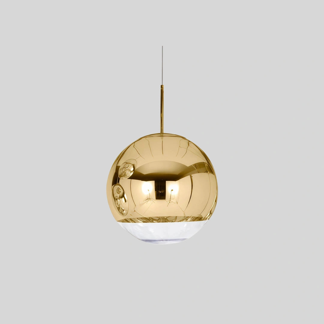 Lámpara colgante globo de vidrio LED moderna efecto espejo para comedor