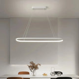 Lámpara colgante ovalada minimalista LED regulable en altura para isla de cocina
