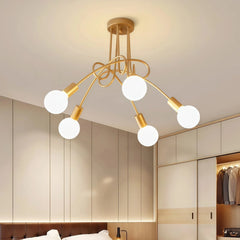 Lámpara de techo 5 luces moderna LED con brazos curvos para salón