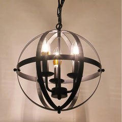 Lámpara colgante industrial vintage negra de metal con esfera para comedor
