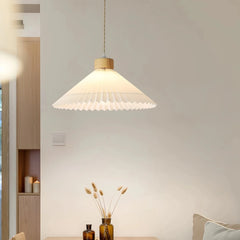 Lámpara colgante de tela blanca plisada LED nórdica para comedor