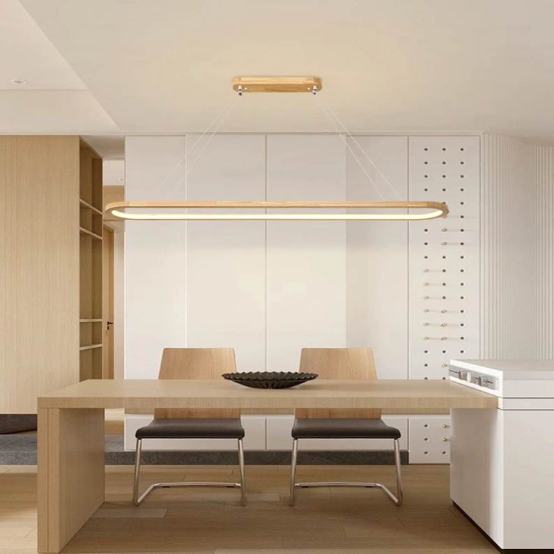 Lámpara Colgante LED de Madera Nórdica para Comedor