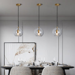 Lámpara colgante globo de vidrio para comedor con altura ajustable