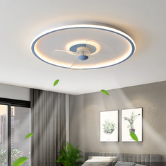 Ventilador de techo redondo con luz LED moderno función verano invierno dormitorio