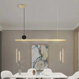 Lámpara colgante lineal LED de metal regulable para comedor minimalista