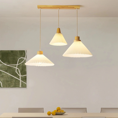 Lámpara colgante de tela blanca plisada LED nórdica para comedor
