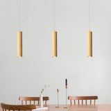 Lámpara colgante de madera nórdica cilíndrica LED para comedor