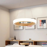 Lámpara colgante de anillo nórdica LED de madera para comedor Ø50 cm