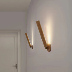 Aplique de pared de madera LED cilíndrico giratorio, recargable y regulable