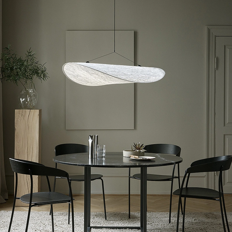 Lampara Colgante Seda LED Estilo Wabi Sabi para Comedor