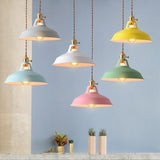 Lámpara colgante moderna LED color Macaron con altura regulable para comedor