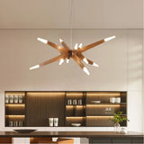 Lámpara colgante Sputnik nórdica LED de madera 12 luces para salón