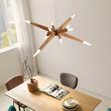 Lámpara colgante Sputnik nórdica LED de madera 12 luces para salón