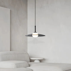Lámpara colgante de cristal moderna LED regulable ahumada en forma de disco