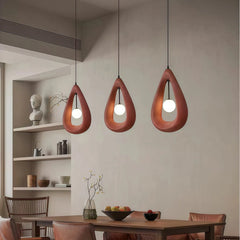 Lámpara colgante Japandi de resina con diseño de gota y luz suave para comedor