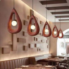 Lámpara colgante Japandi de resina con diseño de gota y luz suave para comedor