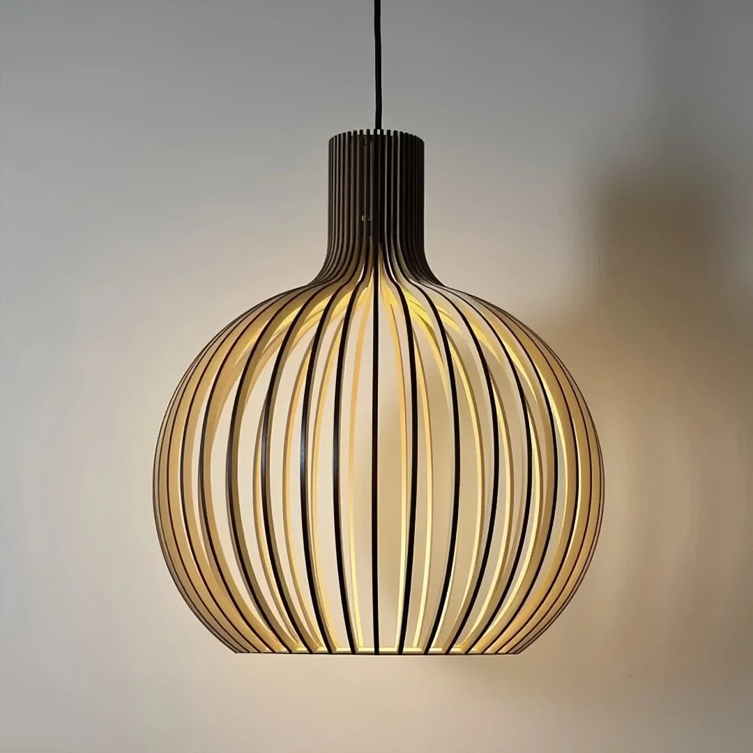 Lámpara colgante de madera estilo nórdico regulable en altura para comedor