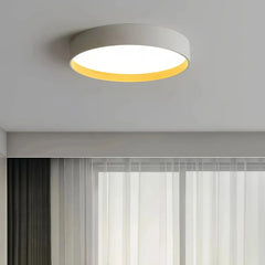 Plafón circular moderno LED de metal con efecto madera para dormitorio