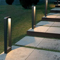 Baliza exterior rectangular negra LED IP65 moderno jardín