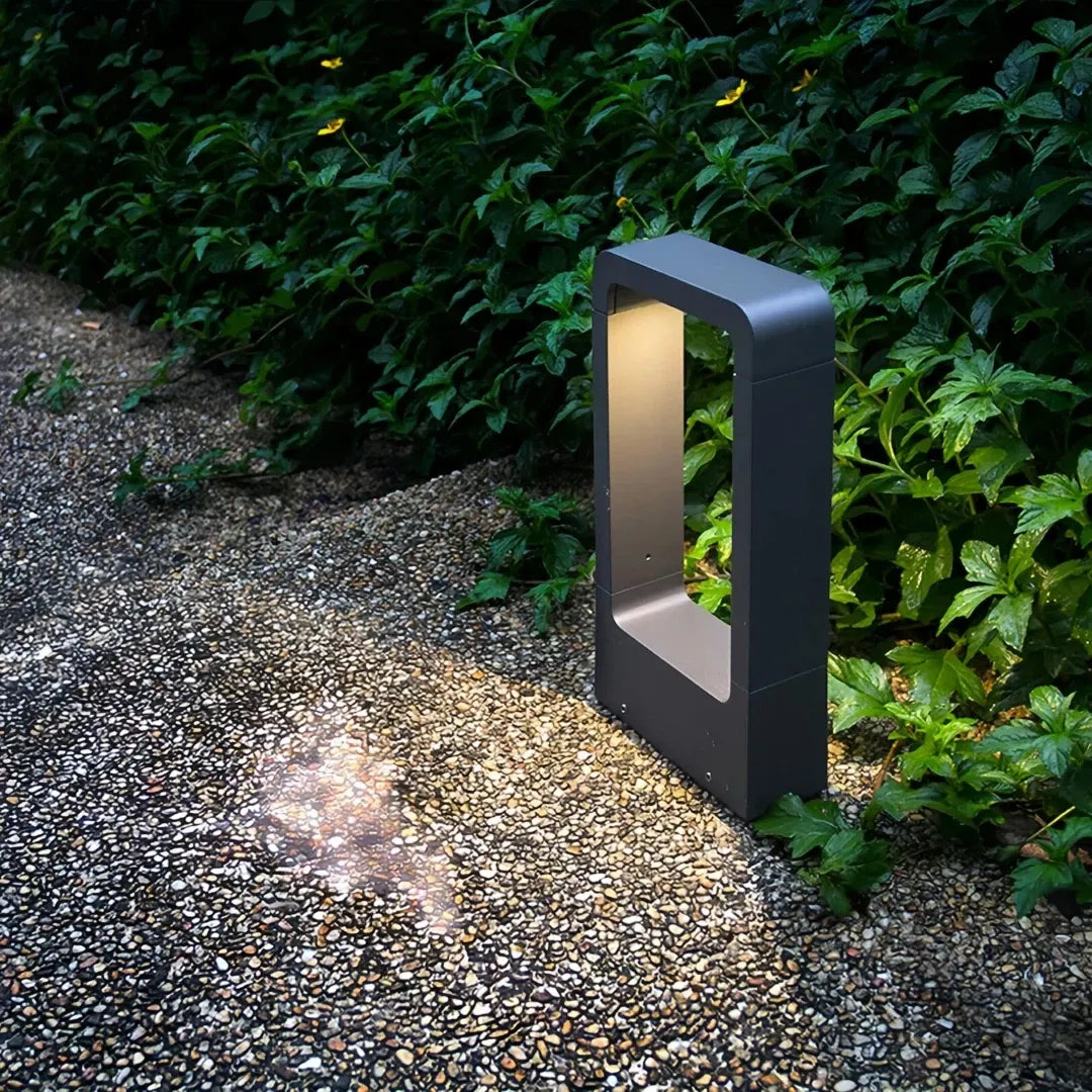 Baliza exterior rectangular negra LED IP65 moderno jardín