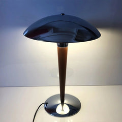 Lámpara de sobremesa de diseño mid-century en madera y metal
