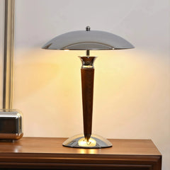 Lámpara de sobremesa de diseño mid-century en madera y metal