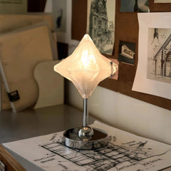 Lámpara de mesa decorativa moderna de vidrio estrella para dormitorio blanca