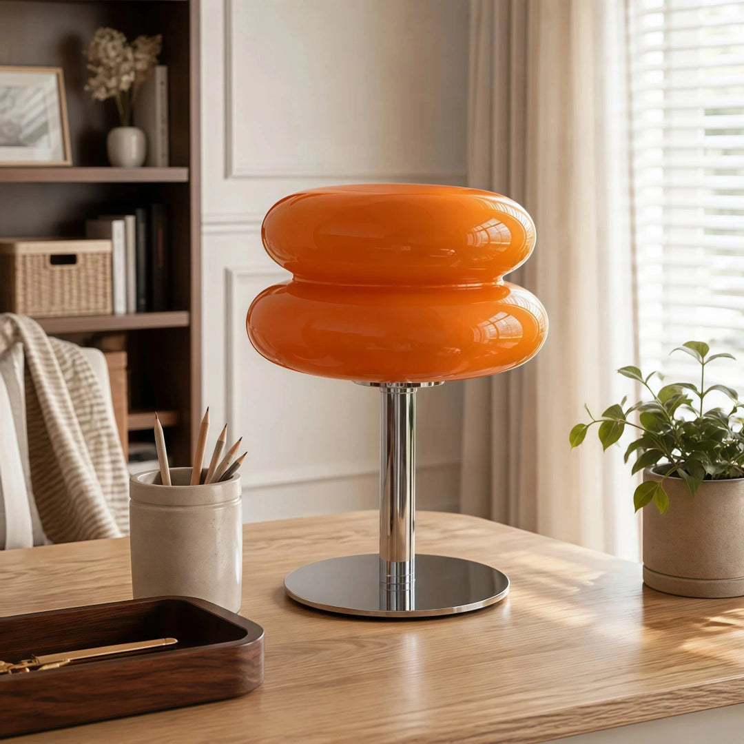 Lámpara de mesa Bauhaus con pantalla de vidrio para salón y dormitorio