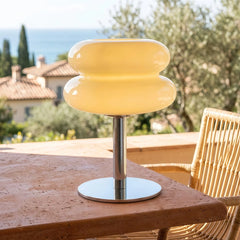 Lámpara de mesa Bauhaus con pantalla de vidrio para salón y dormitorio