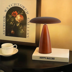 Lámpara de mesa de madera con forma de seta LED táctil recargable para escritorio