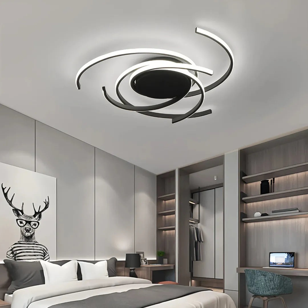 Lámpara de techo espiral de diseño moderno LED de metal para dormitorio